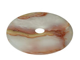 9.75" Natural White Brown Onyx Stone Round Fengshui Home Decor Display GB887S