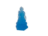Blue Frosted Crystal Glass Lotus Base 3 Sides Bodhisattva Sanbao Figure GB895S