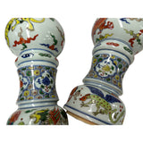 Pair Vintage Chinese WuCai Mythical Graphic Porcelain Candle Holder Vase Art JK287S