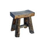 Rustic Raw Rough Wood Grain Rectangle Slim Stool Bench Side Table JK328S #9