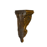 Vintage Golden Scroll Motif Wood Carving Corner Wall Ledge Panel Stand ws3154S