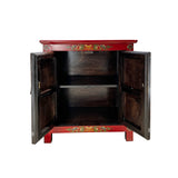 Tibetan Oriental Black Red Double Tigers End Table Nightstand cs7598S