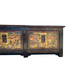 Vintage Chinese Distressed Restored Scenery Graphic Credenza Console Cabinet cs7646S