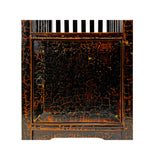 Distressed Crackle Black Lacquer Open Shelf End Table Nightstand ws3034S