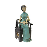 Chinese Oriental Ceramic Cheongsam Celadon Qipao Dressing Lady Figure ws3055S