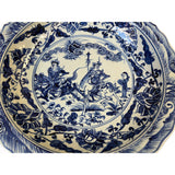 Chinese Blue & White Porcelain Horses Warriors Display Charger Plate ws3092S