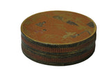 Vintage Handmade Round Brown Golden Scenery Artistic Wood Box GB773S