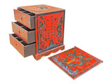 Vintage Distressed Chinese Red Dragon Graphic Drawers Chest GB800S