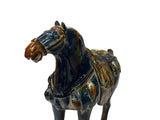 Oriental Ceramic Sancai Dark Blue Brown Beige Fengshui Artistic Figure GB878S