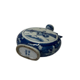 Chinese Blue White Porcelain Lady People Graphic Round Flat Small Vase ws3166S