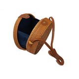 Asian Handmade Rustic Brown Rattan Round Shoulder Bag Box ws3315S