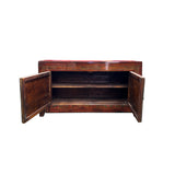 Vintage Orange Red Brown Floral Graphic Credenza Sideboard Cabinet ws4314S