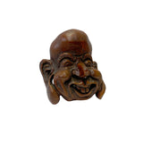 Chinese Natural Bamboo Carved Happy Man Face Display ws3255S