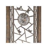Chinese Vintage Floral Pattern Wood Floor Panel Screen cs2649S