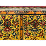 Chinese Tibetan Treasure Color Flower Graphic Credenza Storage Cabinet cs7400S