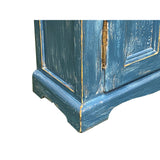 Distressed Blue Lacquer Slim Narrow Single Door Side Cabinet Chest cs7674S