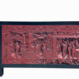 Black Brick Red Opera Scenery Relief Carving Panel Low Console Table Cabinet cs7691S