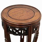 Chinese Oriental Round Brown Ru Yi 5 Legs Plant Stand Pedestal Table cs7710S