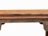 Vintage Chinese Brown Natural Wood Point Edge RuYi Apron Altar Console Table cs7780S