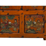 Chinese Distressed Orange People Graphic End Table Nightstand cs7806S