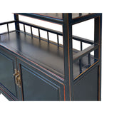 Chinese Oriental Matte Black Lacquer Bookcase Display Curio Cabinet cs7832S