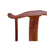 Pair Chinese Natural Wood Copper Brown Stain Yoke-Back Armchairs cs7833S