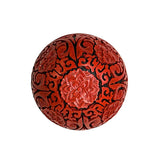 Vintage Chinese Red Lacquer Round Globe Floral Accent Box GB283S