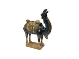 Oriental Ceramic Sancai Dark Blue Brown Beige Fengshui Artistic Camel Figure GB882S