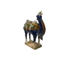 Oriental Ceramic Sancai Dark Blue Brown Beige Fengshui Artistic Camel Figure GB883S