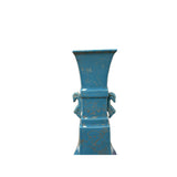 Oriental Turquoise Blue Golden Graphic Thin Porcelain Art Vase JK283S