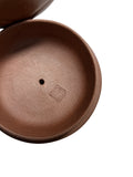 Vintage Brown Round Heart Shape Scroll Pattern Zisha Clay Teapot Art Display JK300S
