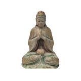 Fade Color Rustic Wood Sitting Bodhisattva Buddha Statue JK314S