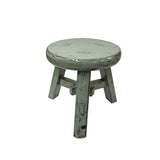 Rustic Distressed Gray Round Top Tri-Legs Small Short Stool Table Stand JK321S