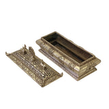 Chinese Tibetan Silver Color Rectangular Shape Incense Burner Display ws3311S