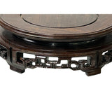 7.5" Oriental Brown Open Motif Wood Round Table Top Display Stand Riser st1044BS