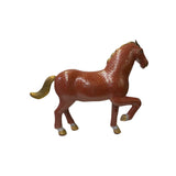 Vintage Chinese Metal Brick Red Golden Tail Fengshui Horse Figure ws3279S