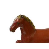 Vintage Chinese Metal Brick Red Golden Tail Fengshui Horse Figure ws3278S