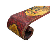 Vintage Chinese Tibetan Yellow Red Flowers Lacquer Scroll Table ws3227S