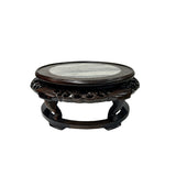 8.25" Oriental Brown Wood Marble Round Table Top Stand Riser GB708S