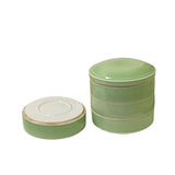 Oriental Simple Celadon Green Porcelain Round Stack Layers Box ws3383S