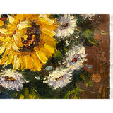 Impasto Oil Paint Canvas Art Sunflowers Blue Vase Scroll Painting ws3421S