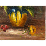 Impasto Oil Paint Canvas Art Sunflowers Yellow Vase Scroll Painting ws3426S