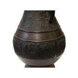 Vintage Look Chinese Brown Ancient Artistic Motif Vase Display Art ws3440S