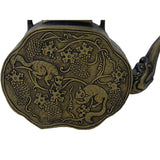 Asian Cast Metal Bronze Color Bird Squirrel Teapot Shape Display Art ws3448S
