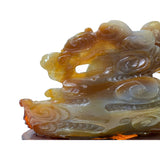 Chinese Hand Carved Agate Stone Peach RuYi Cloud Scroll Display Art ws3466S