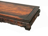 Brown Oriental Lotus Carving Rectangular Display Table Stand Riser ws3499S