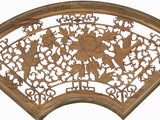 Chinese Fan Shape Birds Flowers Wood Wall Hanging Panel ws3548S