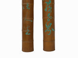 Pair Chinese Green Calligraphy Writing Engraved Bamboo Wall Panels ws3551S