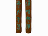 Pair Chinese Green Calligraphy Writing Engraved Bamboo Wall Panels ws3552S
