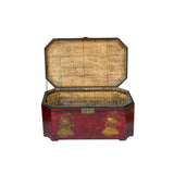 Vintage Distressed Brick Red Veneer Dragons Oriental Trunk Table ws3555S